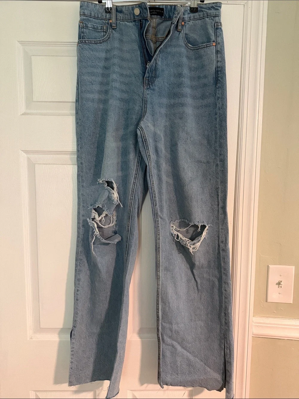 Sanctuary The Flashback High Rise Wide Leg Distressed Jeans 29